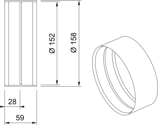 KIT ROUND PIPE CONNECTOR R-VBS 150 NBR