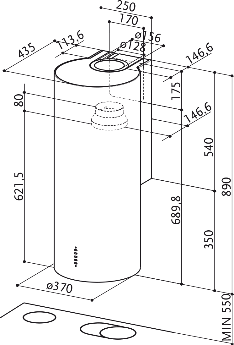 HOOD CYLINDRA PLUS WH GLOSS A37/2